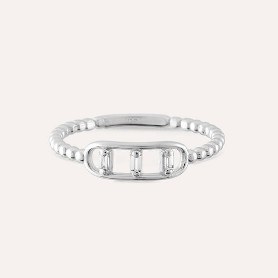 0.08 CT Baguette Cut Diamond White Gold Ring - 6