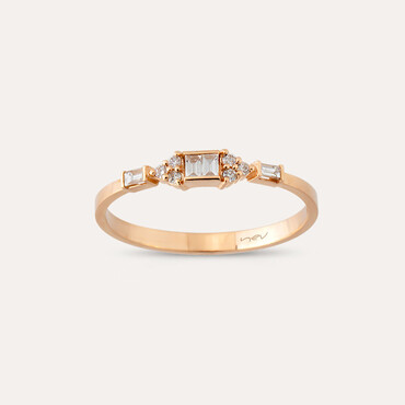 0.14 CT Baguette Cut Diamond Rose Gold Ring - Nev Jewellery