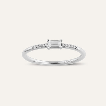 0.19 CT Baguette Cut Diamond White Gold Ring - Nev Jewellery