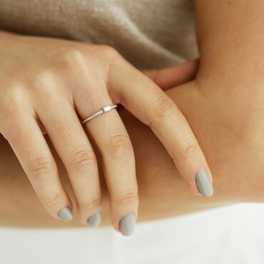 0.19 CT Baguette Cut Diamond White Gold Ring - Nev Jewellery (1)