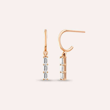 0.34 CT Baguette Cut Diamond Dangling Earring - Nev Jewellery
