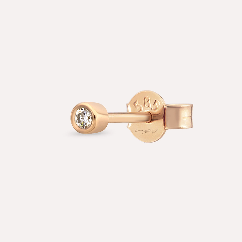 0.02 CT Pırlanta Taşlı Rose Altın Tek Küpe - Nev Jewellery (1)