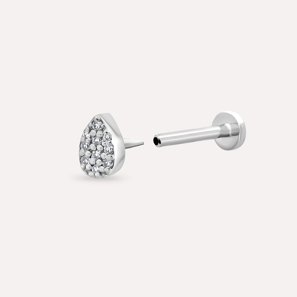 0.03 CT Pırlanta Taşlı Beyaz Altın Piercing - 2