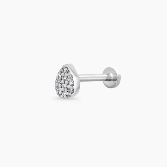 0.03 CT Pırlanta Taşlı Beyaz Altın Piercing - 1