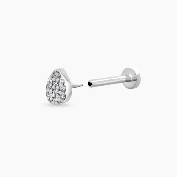 0.03 CT Pırlanta Taşlı Beyaz Altın Piercing - 4