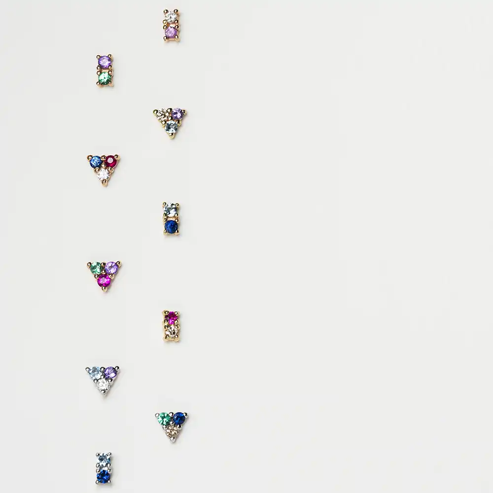 0.04 CT Brown Pırlanta ve Yakut Taşlı Mini Tek Küpe - 3