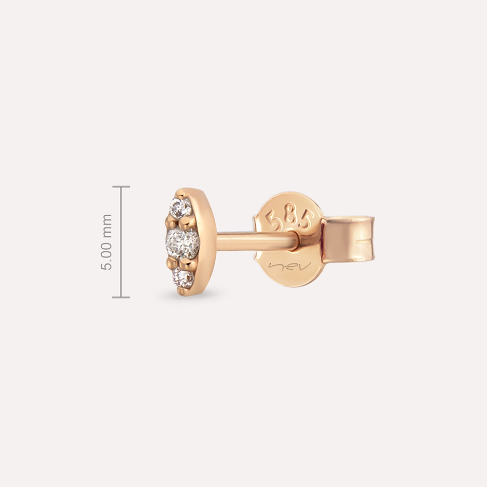 0.04 CT Diamond Rose Gold Single Earring - 2