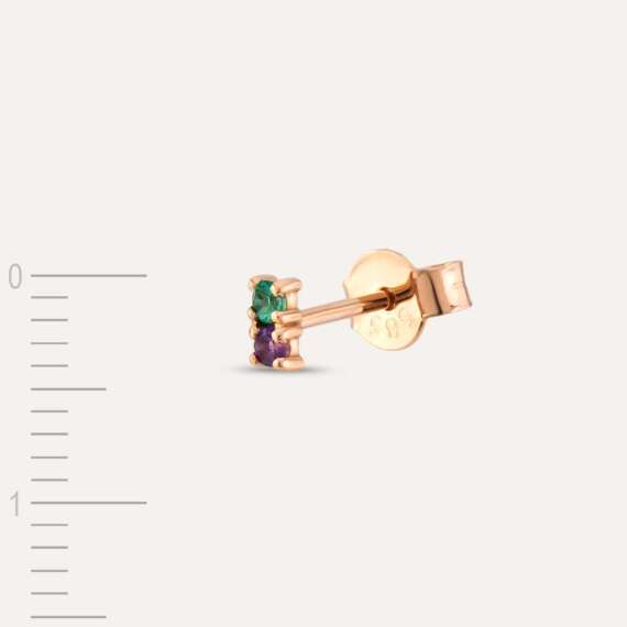 0.04 CT Emerald and Amethyst Mini Single Earring - 4