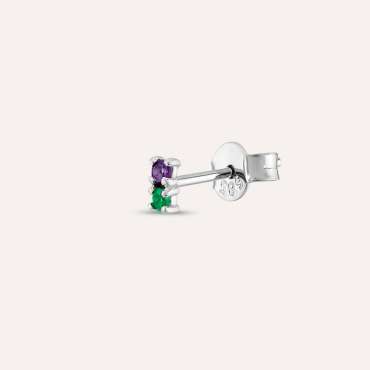 0.04 CT Emerald and Amethyst Mini Single Earring - Nev Jewellery