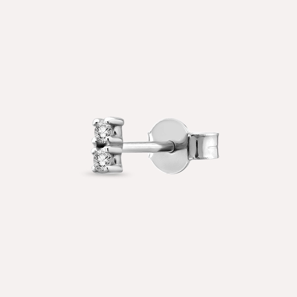 0.04 CT Pırlanta Taşlı Beyaz Altın Tek Küpe - Nev Jewellery (1)