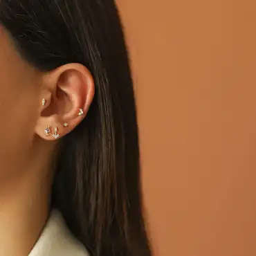 0.04 CT Pırlanta Taşlı Rose Altın Piercing - Nev Jewellery (1)