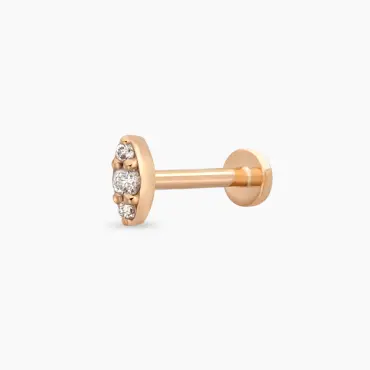 0.04 CT Pırlanta Taşlı Rose Altın Piercing - Nev Jewellery (1)