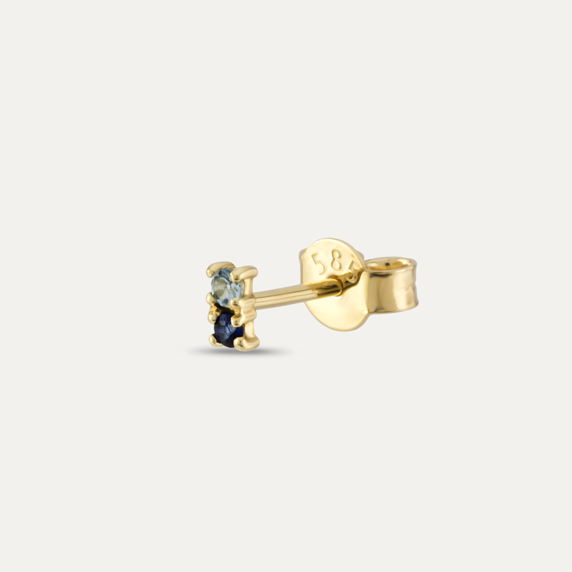 0.04 CT Safir ve Aquamarin Taşlı Mini Tek Küpe - Nev Jewellery (1)