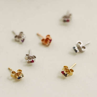 0.05 CT Black Diamond and Ruby Mini Single Earring - Nev Jewellery (1)