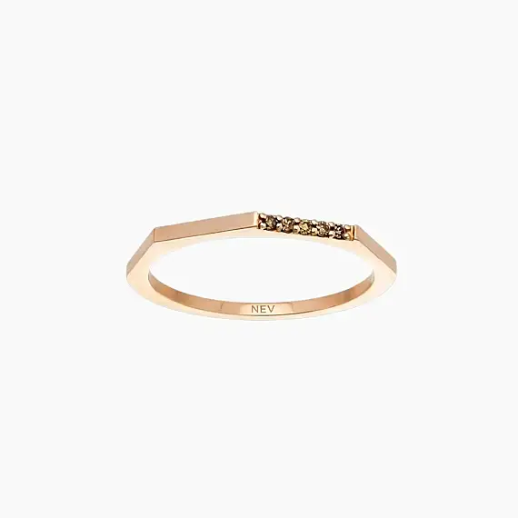 0.05 CT Brown Pırlanta Taşlı Rose Altın Yüzük - 1