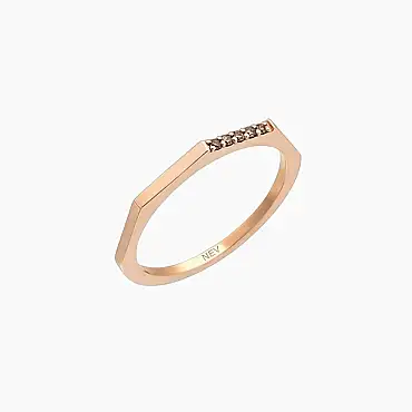0.05 CT Brown Pırlanta Taşlı Rose Altın Yüzük - Nev Jewellery (1)