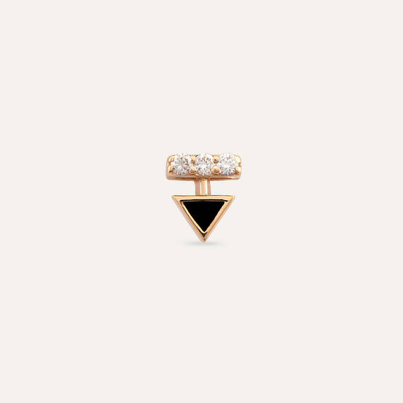 0.05 CT Diamond Black Enamel Single Earring - 3