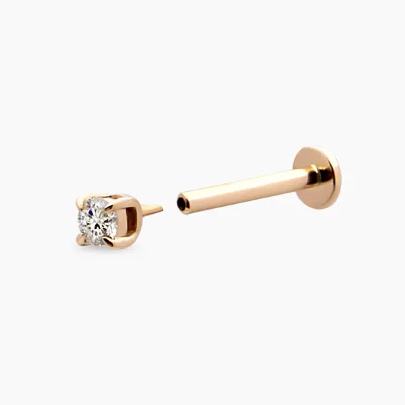 0.05 CT Diamond Rose Gold Solitaire Piercing - 6