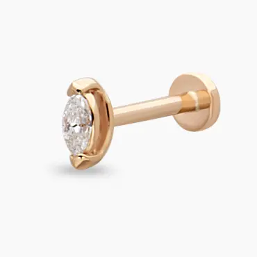0.08 CT Markiz Kesim Pırlanta Taşlı Rose Altın Piercing - Nev Jewellery (1)