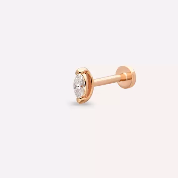 0.08 CT Marquise Cut Diamond Rose Gold Piercing - 1