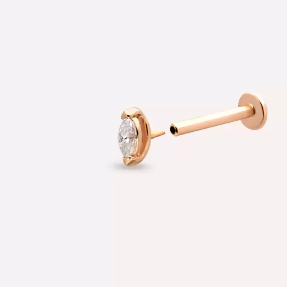 0.08 CT Marquise Cut Diamond Rose Gold Piercing - 5