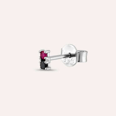 0.05 CT Black Diamond and Ruby Mini Single Earring - Nev Jewellery