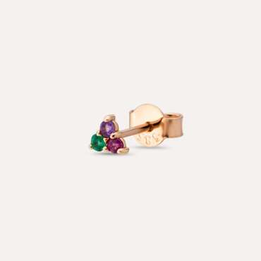 0.06 CT Amethyst, Emerald and Ruby Mini Single Earring - Nev Jewellery