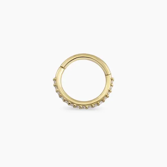0.06 CT Diamond Yellow Gold Hoop Piercing - 1