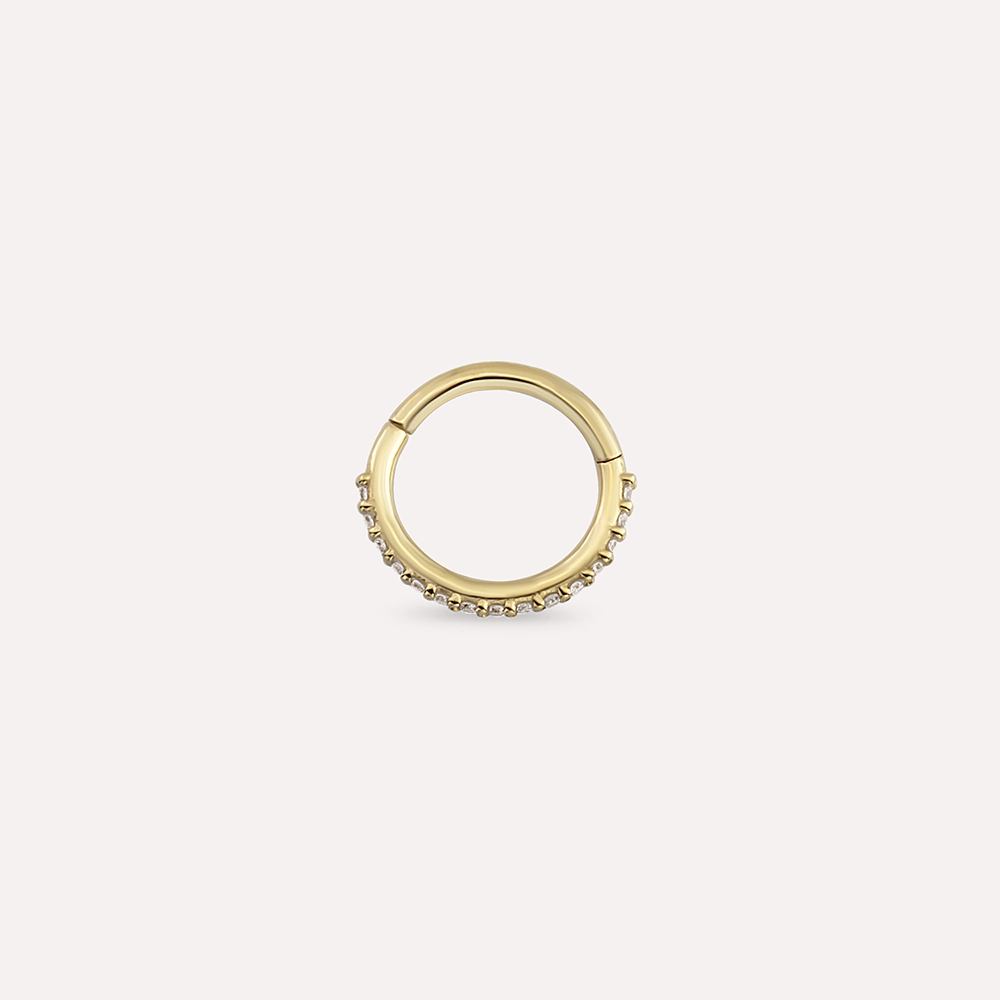 0.06 CT Diamond Yellow Gold Hoop Piercing - 1