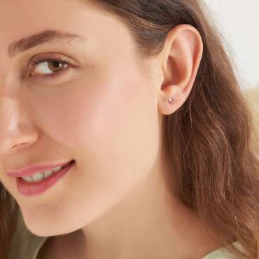 0.06 CT Pırlanta, Ametist ve Yakut Taşlı Mini Tek Küpe - Nev Jewellery (1)