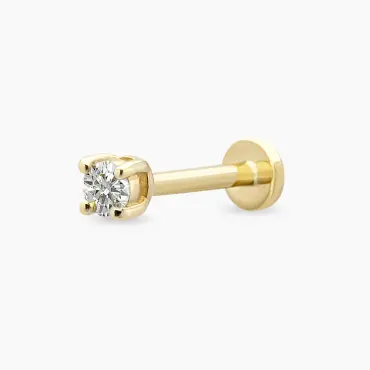 0.06 CT Pırlanta Sarı Altın Tektaş Piercing - Nev Jewellery (1)