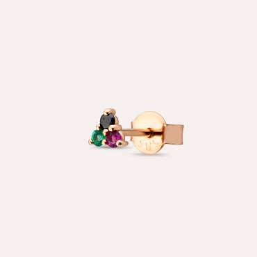 0.07 CT Black Diamond, Emerald and Ruby Mini Single Earring - Nev Jewellery