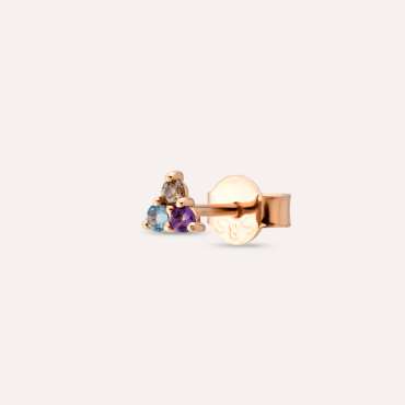 0.07 CT Brown Diamond, Amethyst and Aquamarine Mini Single Earring - Nev Jewellery