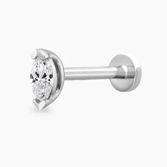 0.08 CT Marquise Cut Diamond White Gold Piercing - 1