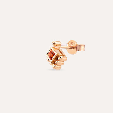0.08 CT Orange Sapphire Rose Gold Mini Single Earring - Nev Jewellery