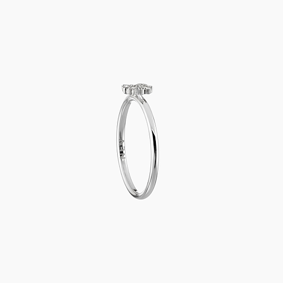 0.09 CT Baget Pırlanta Taşlı Beyaz Altın Minimal Yüzük - 6