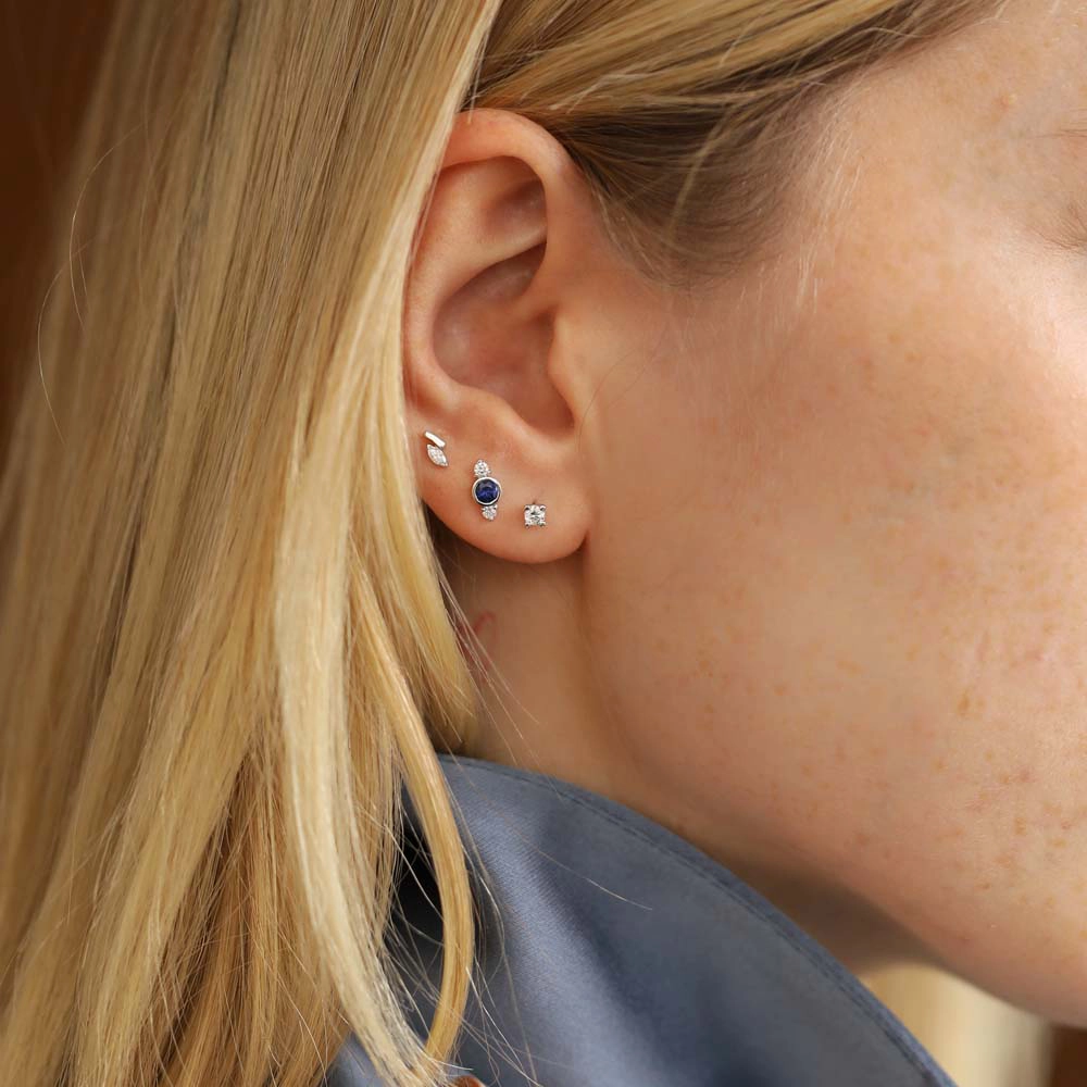 0.09 CT Pırlanta Tektaş Beyaz Altın Tek Küpe - Nev Jewellery (1)