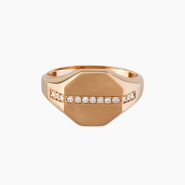 0.10 CT Pırlanta Taşlı Rose Altın Şövalye Yüzük - Nev Jewellery