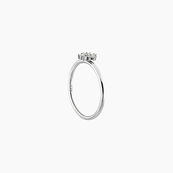 0.11 CT Baget Pırlanta Taşlı Beyaz Altın Minimal Yüzük - 5