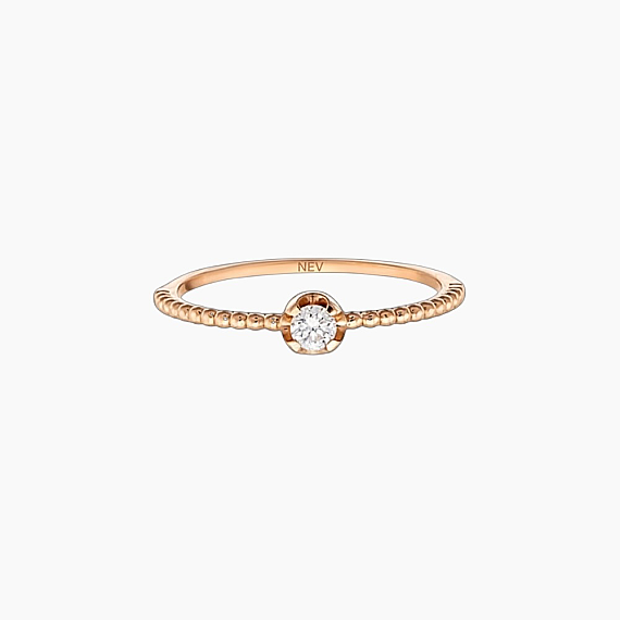 0.11 CT Pırlanta Taşlı Tektaş Rose Altın Yüzük - 4