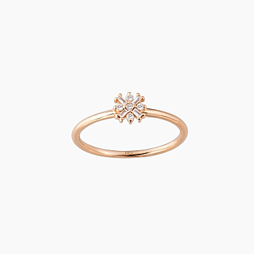 0.12 CT Baget Kesim Pırlanta Taşlı Rose Altın Yüzük - Nev Jewellery