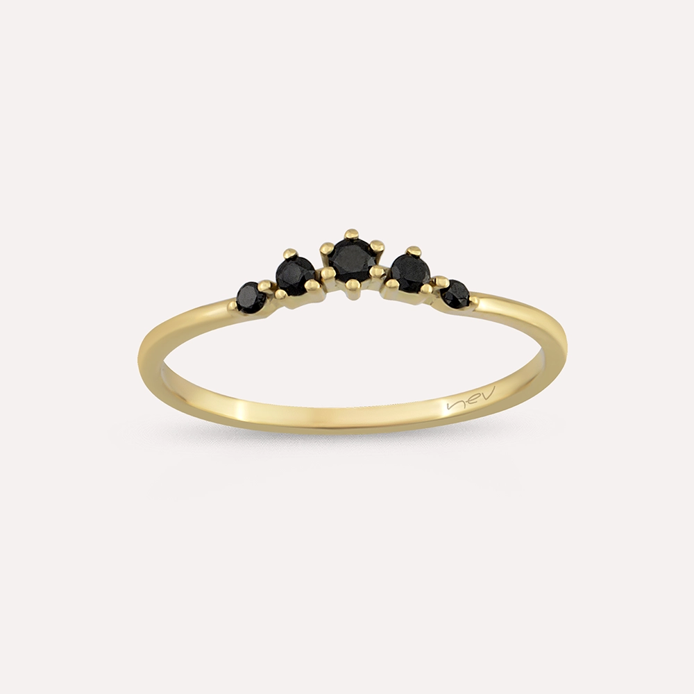 0.12 CT Black Diamond Yellow Gold Ring - 3