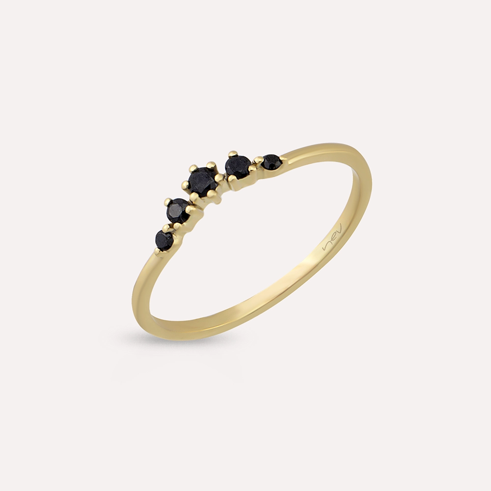 0.12 CT Black Diamond Yellow Gold Ring - 1