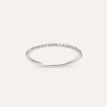 Split 0.12 CT Pırlanta Taşlı Beyaz Altın Yarımtur Yüzük - Nev Jewellery