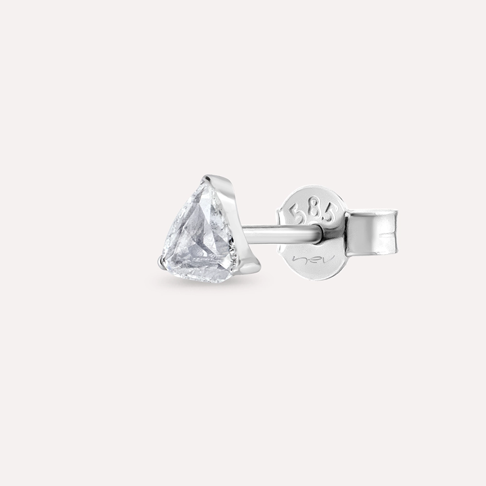 0.12 CT Rose Cut Diamond White Gold Single Earring - 1