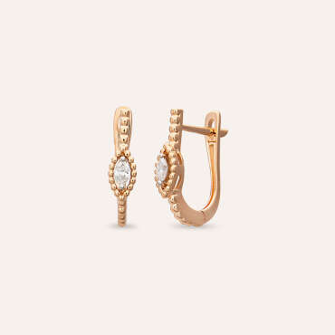 0.13 CT Markiz Kesim Pırlanta Taşlı Rose Altın Küpe - Nev Jewellery (1)