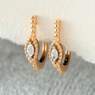 0.13 CT Marquise Cut Diamond Rose Gold Earring - Nev Jewellery