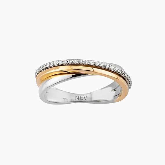 0.13 CT Pırlanta Taşlı Sarmal Alyans Yüzük - 1