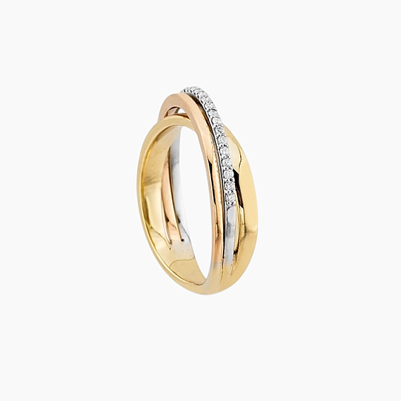 0.13 CT Pırlanta Taşlı Sarmal Alyans Yüzük - 4