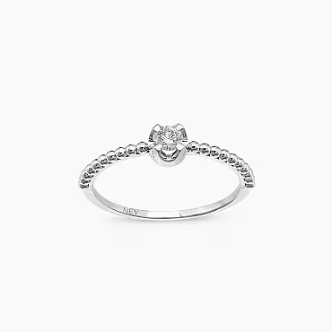0.13 CT Tektaş Pırlanta Beyaz Altın Yüzük - Nev Jewellery (1)